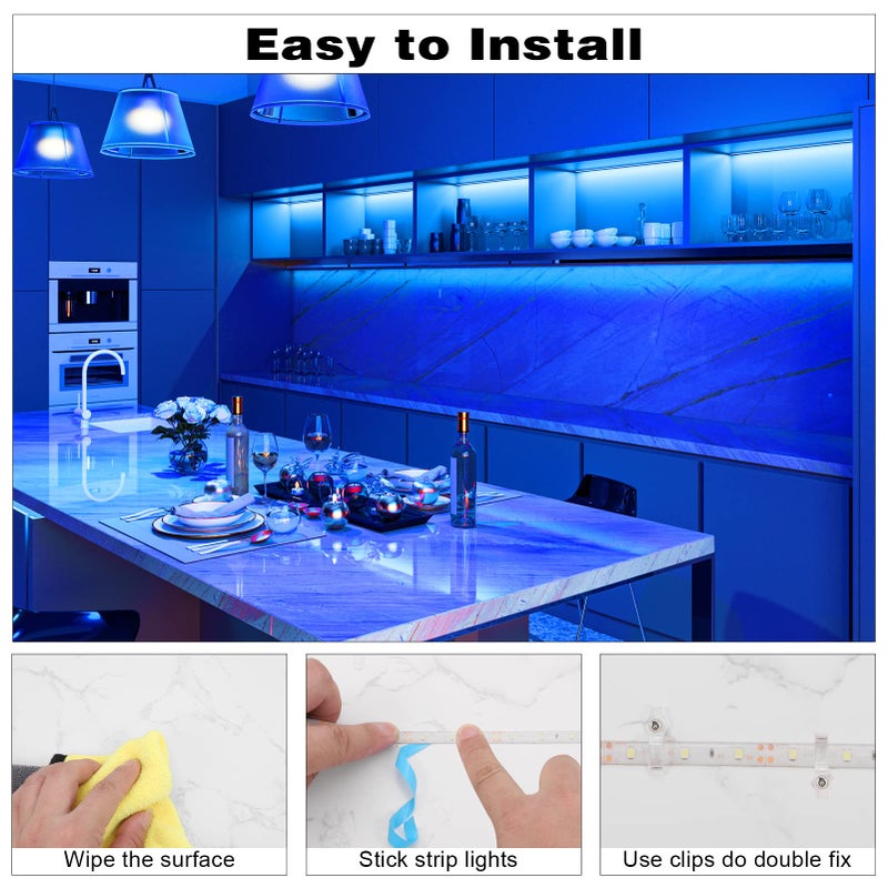 iNextStation 12V LED Light Strip IP65 Waterproof Blue LED Strip Lights 16.4ft/5m Cuttable 300 SMD 2835 LED Tape Flexible Led Lights for Bedroom Outdoor Indoor Decor (Power Adapter not Included) - Image 3